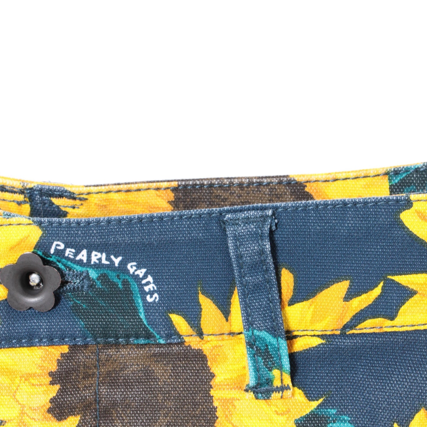 ドビーストレッチ 総柄プリント ミニスカート <ヒマワリ柄>