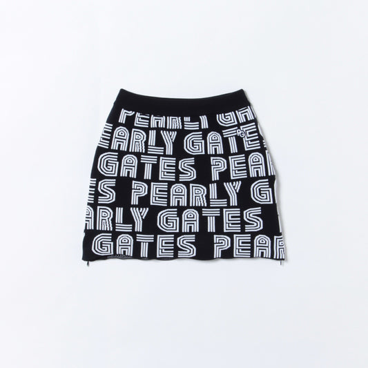 ポリエステルニットスカート ＜ラインロゴ柄＞