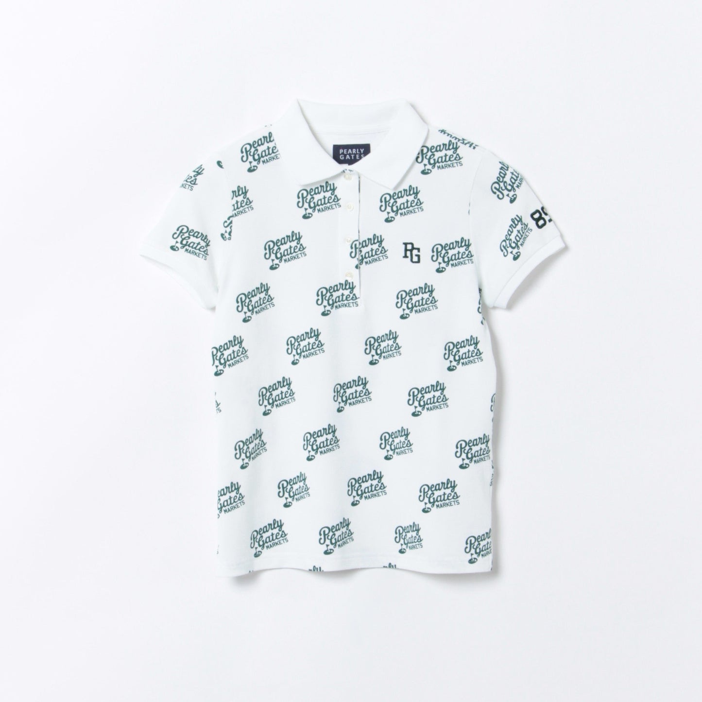 プレーティング天竺 マーケットロゴ柄 半袖ポロシャツ