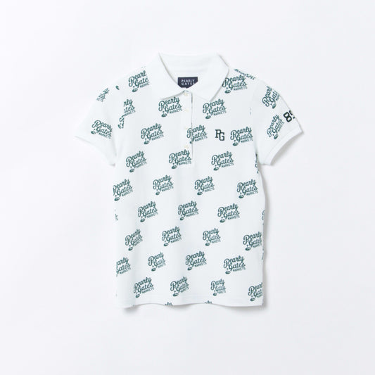 プレーティング天竺 マーケットロゴ柄 半袖ポロシャツ