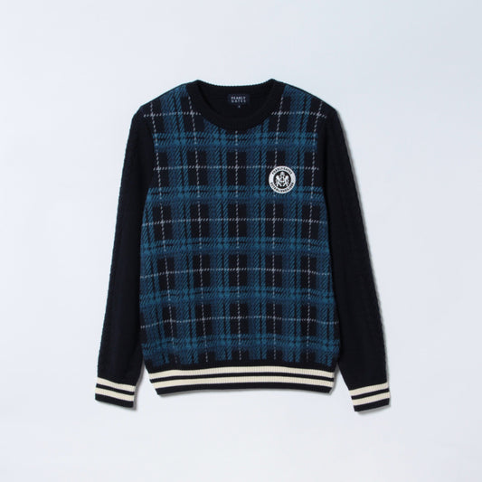 ジャガード　チェック　ニットトップス